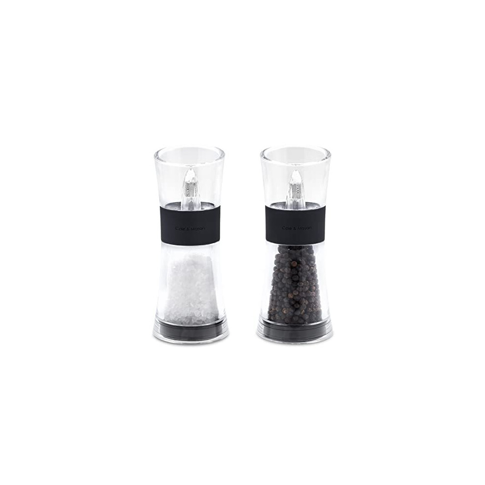 Cole & Mason H581580 Flip 180 Black Salt and Pepper Mills | Classic Inverta | Acrylic | 154mm | Gift Set | Includes 2 x Salt and Pepper Grinders