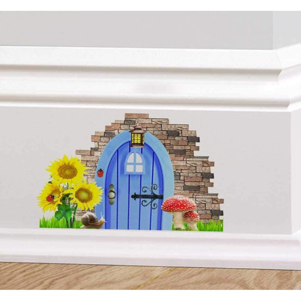 Full Colour Fairy Pixie Elf Door Wall Sticker Decal Skirting Board Blue 60 Second Makeover Limited
