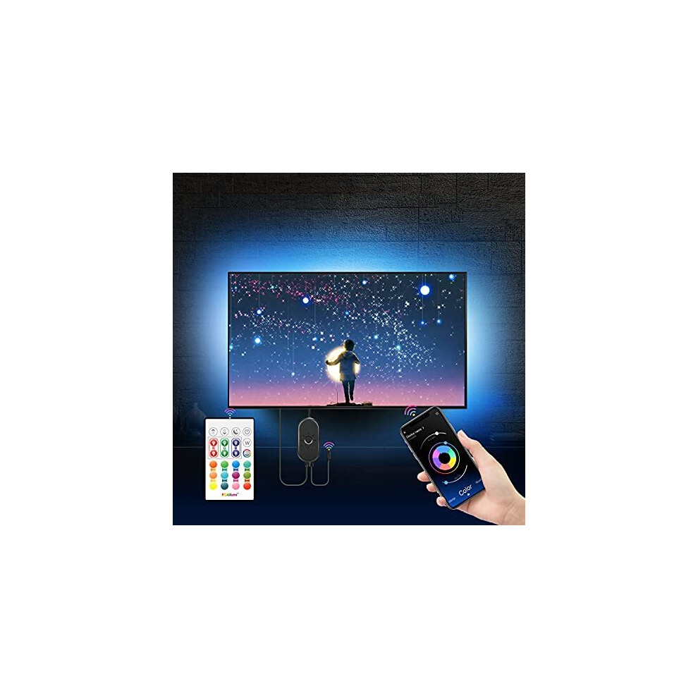 Nexillumi Tv Backlights Usb Led Strip Kit 4M For 60"-75" Tv, Mirror, Pc, App Control Sync To Music, Bias Ing, 5050 Rgb Waterproof Ip65 Usb Led S Light
