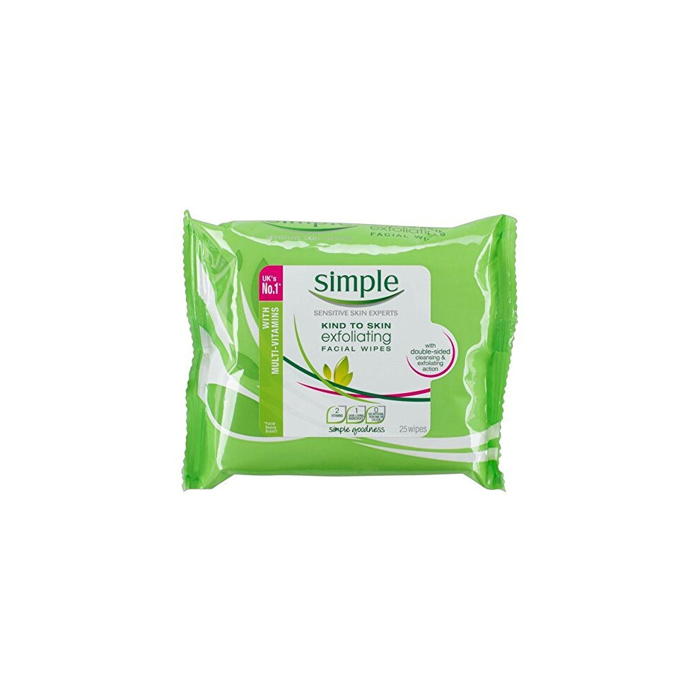 Simple Kind To Skin Exfoliating Facial Wipes 25 Pieces