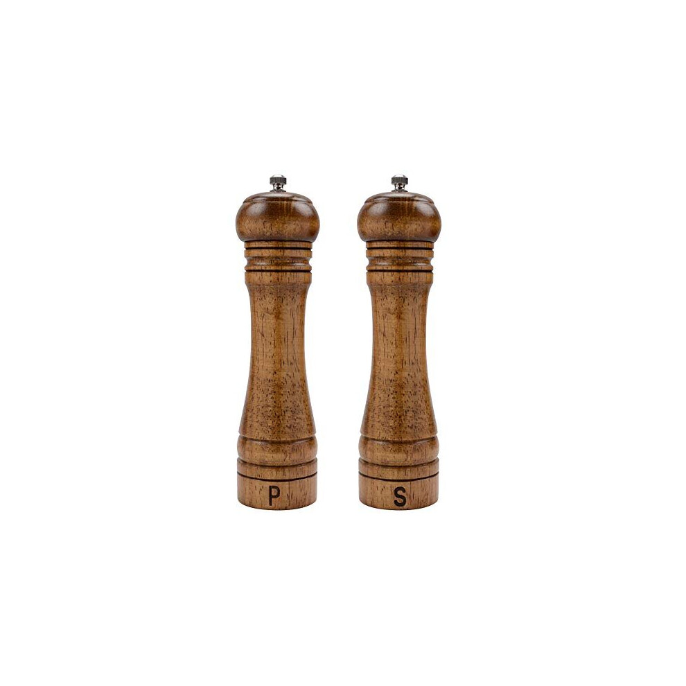 Haomacro Salt and Pepper Mill Set, Wooden Salt and Pepper Grinders, Shakers with Ceramic Core- 8 Inches -Pack of 2