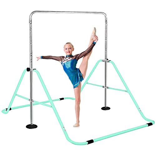 FBSPORT Kids Gymnastics Bar with Adjustable Folding Horizontal Bar Pull Up Expandable Junior