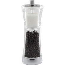 Grunwerg 9175M Gmill Acrylic Combination Salt & Pepper Mill, Ceramic Adjustable Peppercorn Grinder and Salt Shaker, 18cm, Clear