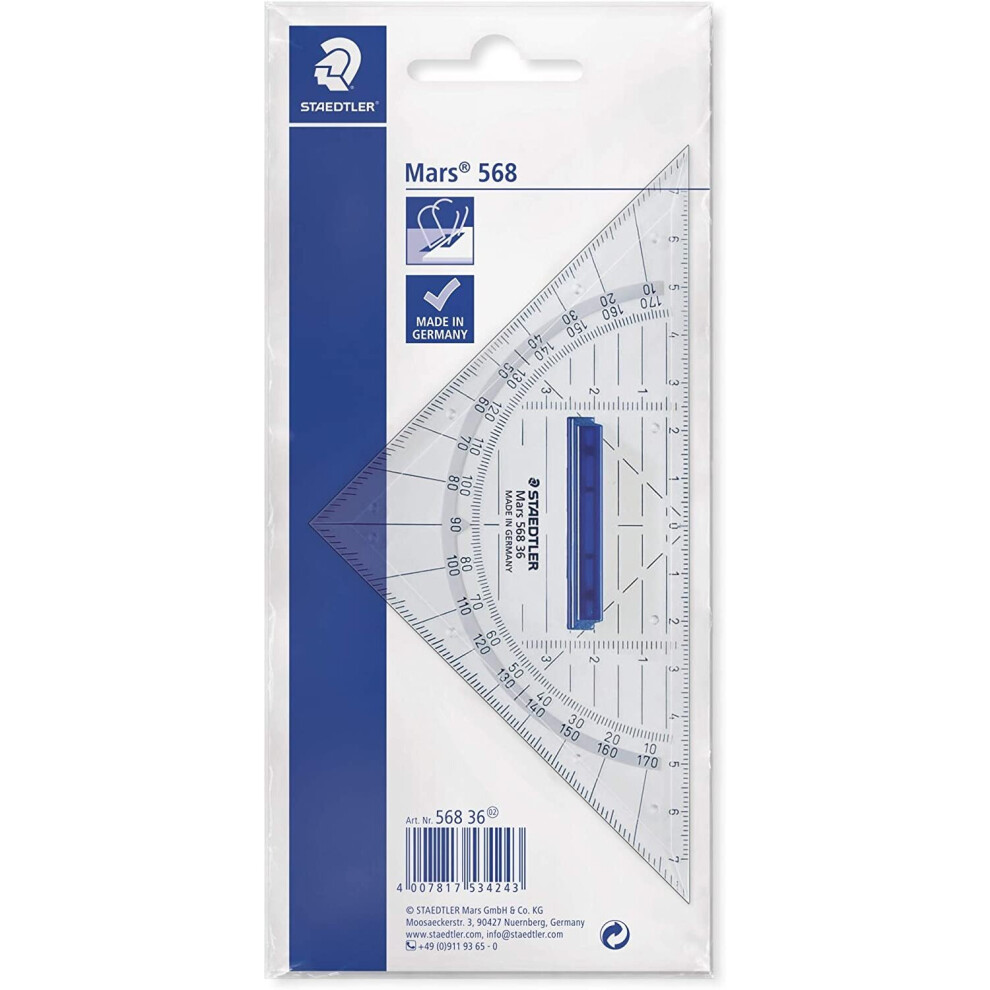 STAEDTLER Mars 568 36 16 cm Geometry Set Square with Grip, White