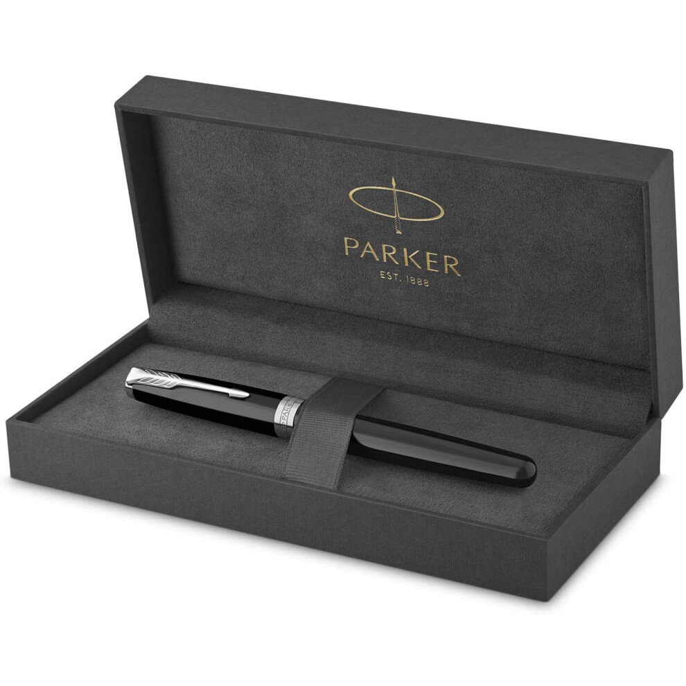 Parker Sonnet Rollerball Pen | Matte Lacquer With Palladium Trim | Fine Point Ink | Gift Box Black