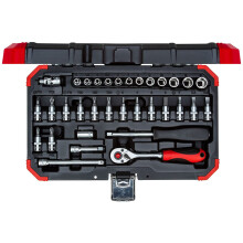 Composição de soquetes - GEDORE RED - 3300051 - 33 peças - Aço cromo-vanádio - Estojo plástico