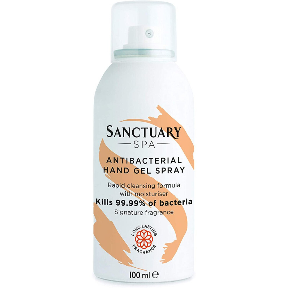 Sanctuary Spa Hand Sanitiser Spray, 70 Percent Alcohol Antibacterial Hand Gel Spray, Hand Hygiene 2 in 1 Sanitizer and Moisturiser, Kills 99.9 Percent