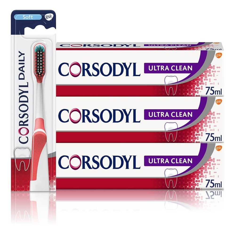Corsodyl Gum Care Ultra Clean Toothpaste And Toothbrush Regime Kit