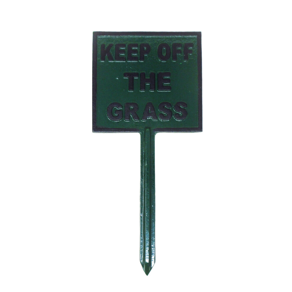 Keep Off The Grass Sign Cast Iron Plaque with Ground Stake Spike