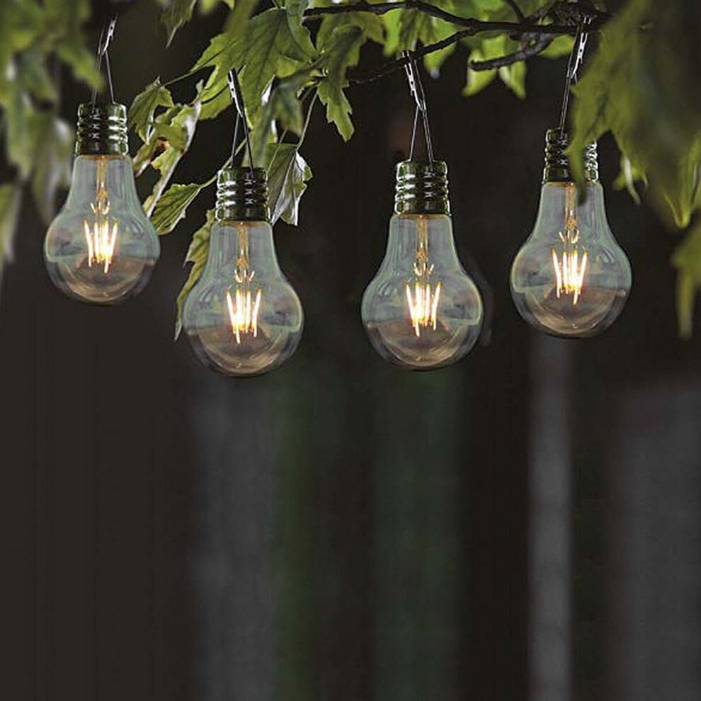 4 Pack Solar Power Glass Festoon Bulb LED Hanging Lights | Garden Patio Decoration