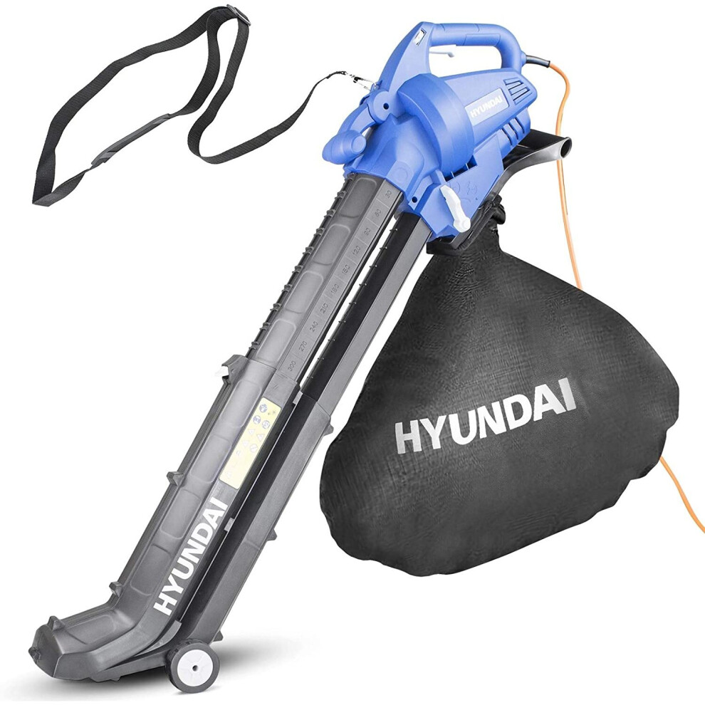 Hyundai 3 in 1 3000W Electric Leaf Blower, 45L Bag, Vacuum & Shredder, 3 Year Warranty, Lightweight & Powerful, 12m Cable, Variable Speed, Telescopic