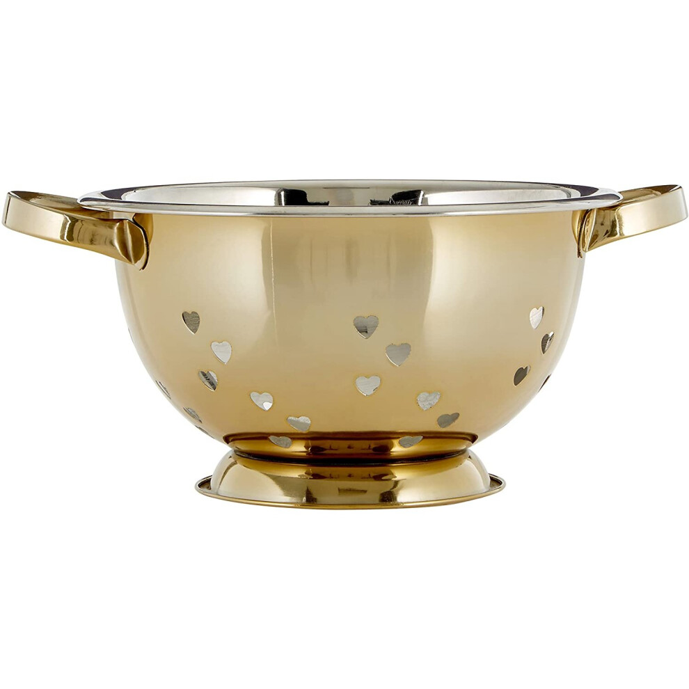 Orsina Unisex Gold Hearts Design Colander, Stylish Metal Strainer With Decorative Heart Cut-Outs, Durable Finish - Image 6
