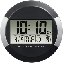 Hama Wandklok "PP-245" (radio-gestuurd DCF, tikvrije klok, digitaal, met led, draadloos, met batterijen, 24-uurs formaat,