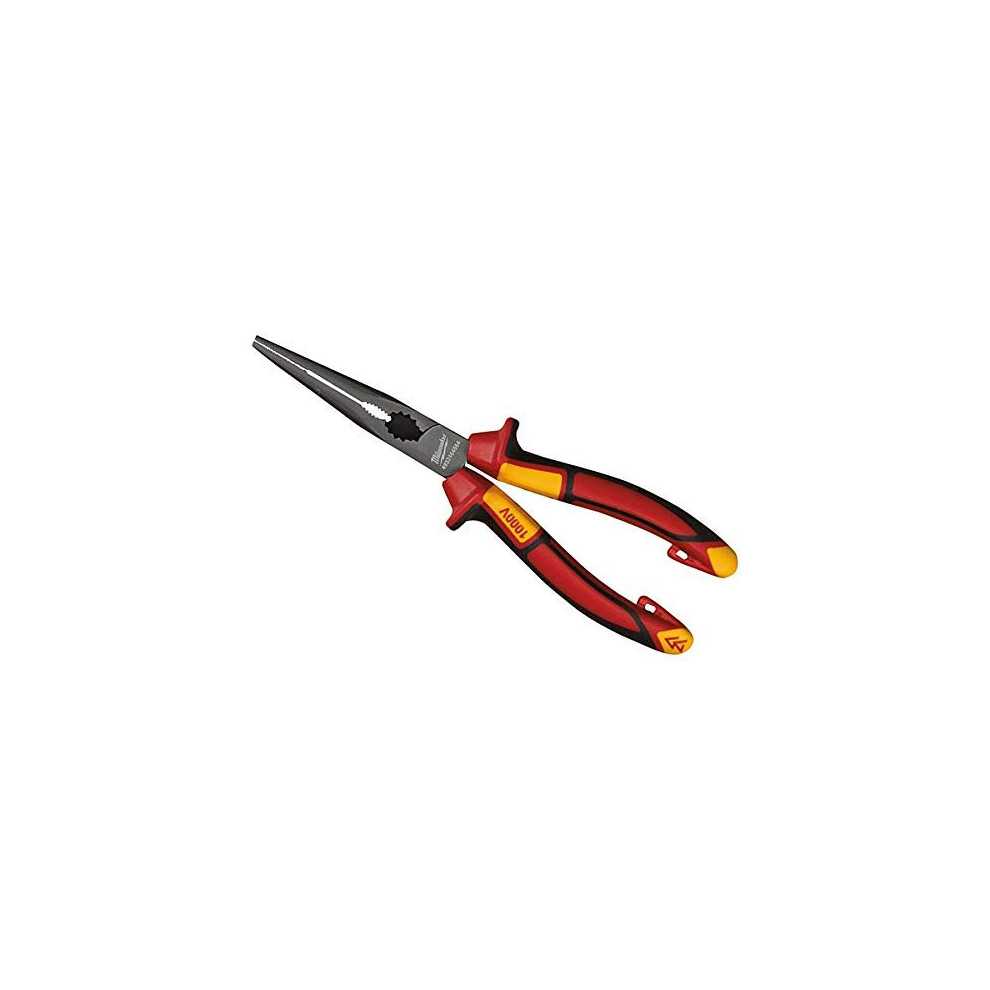 Milwaukee 932464564 VDE Long Round Nose Pliers 205mm, Red