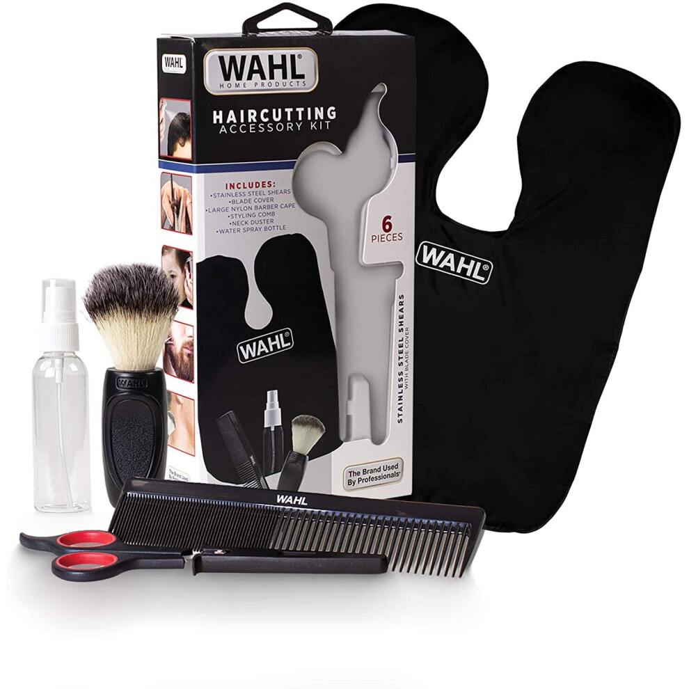 Wahl 6 Piece Haircutting Accessory Kit, Hair Cutting Set, Professional Haircut Kit with Cutting Scissors, Neck Brush, Comb, Cape, Hair Cut at Home