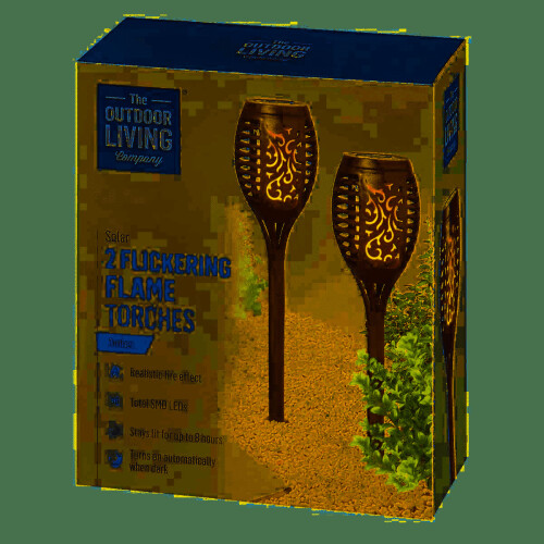 2x Mini Flickering Garden Solar Torch Lights Realistic Fire Effect LED 1