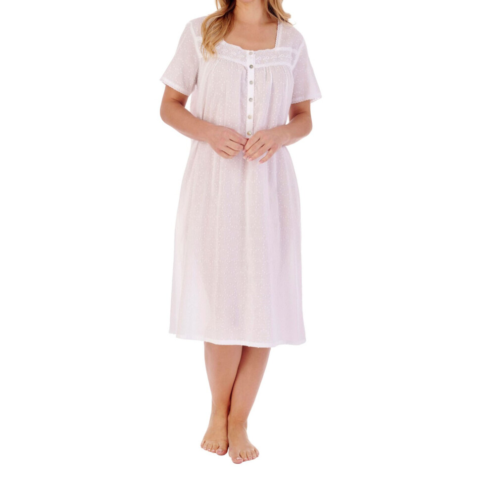 (White, 24/26) Slenderella ND01232 Women's Cotton Nightdress