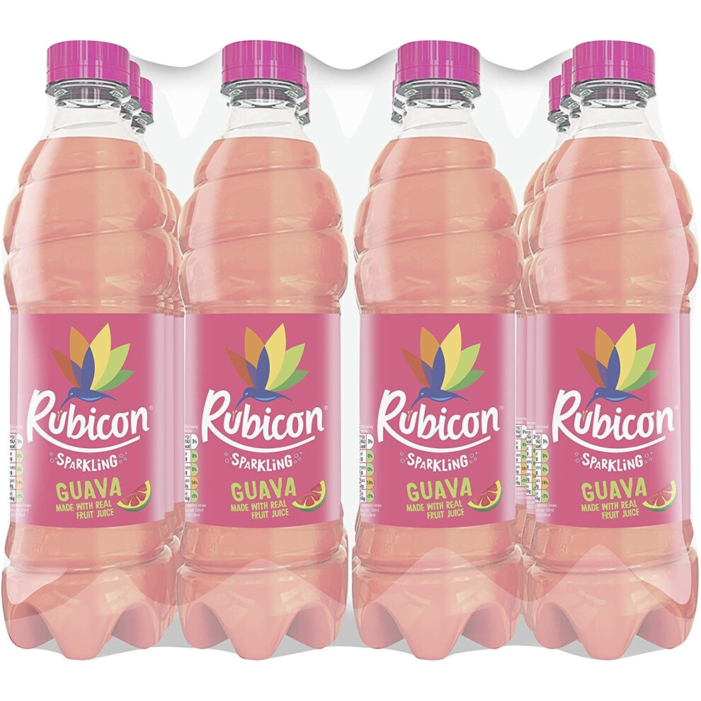 RUBICON Sparkling Guava | 12 x 500 ml Bottles | Get Your Tastebuds Tingling with Rubicon Sparking Range - Packed with Real Fruit Juice | Make the