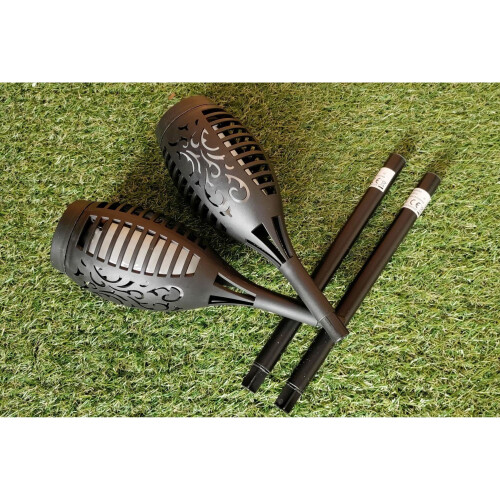 2x Mini Flickering Garden Solar Torch Lights Realistic Fire Effect LED