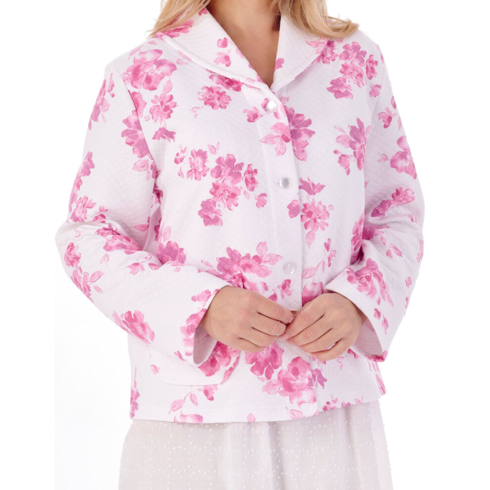 (Pink, XLarge) Slenderella BJ01315 Women's Floral Cotton Bed Jacket