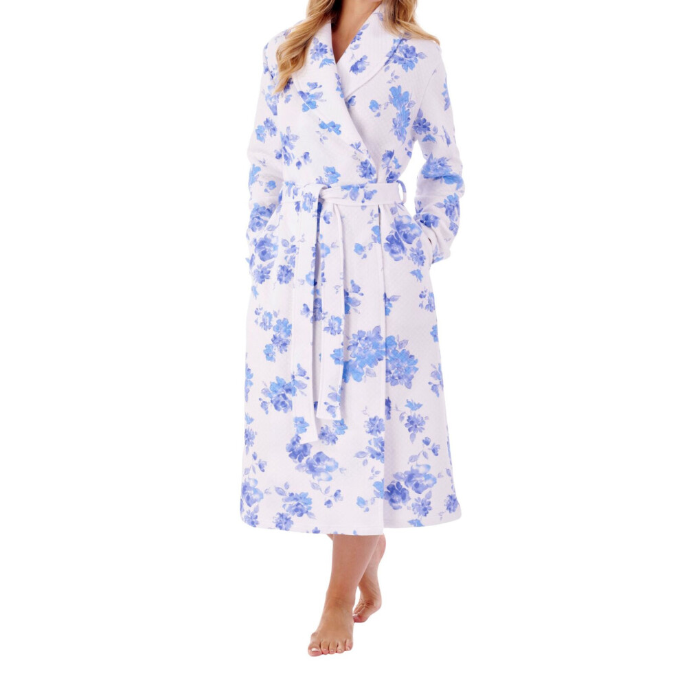 (Blue, 2XL) Slenderella HC01318 Women's Floral Cotton Dressing Gown