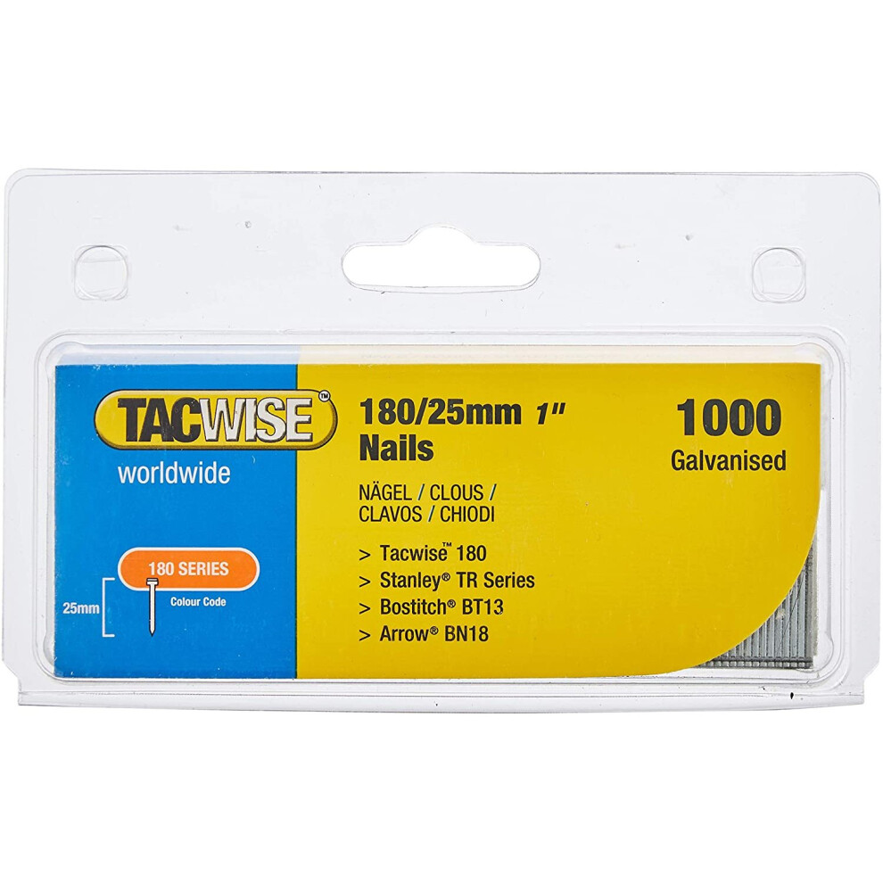 Tacwise Type 180/25mm 18G Nails for Nail Gun (1000)