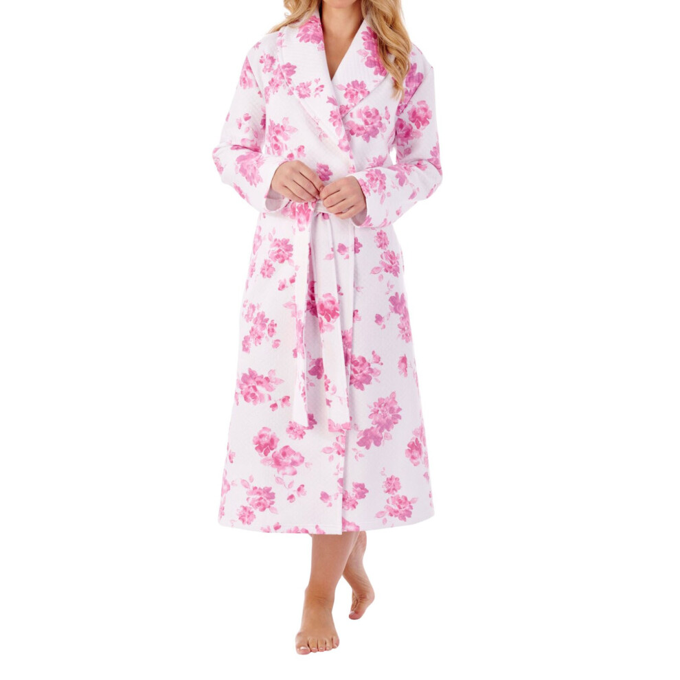 (Pink, Large) Slenderella HC01318 Women's Floral Cotton Dressing Gown