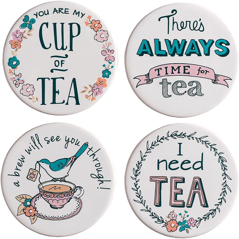 Premier Housewares Pretty Things Coasters - Set Of 4, Multi-Coloured
