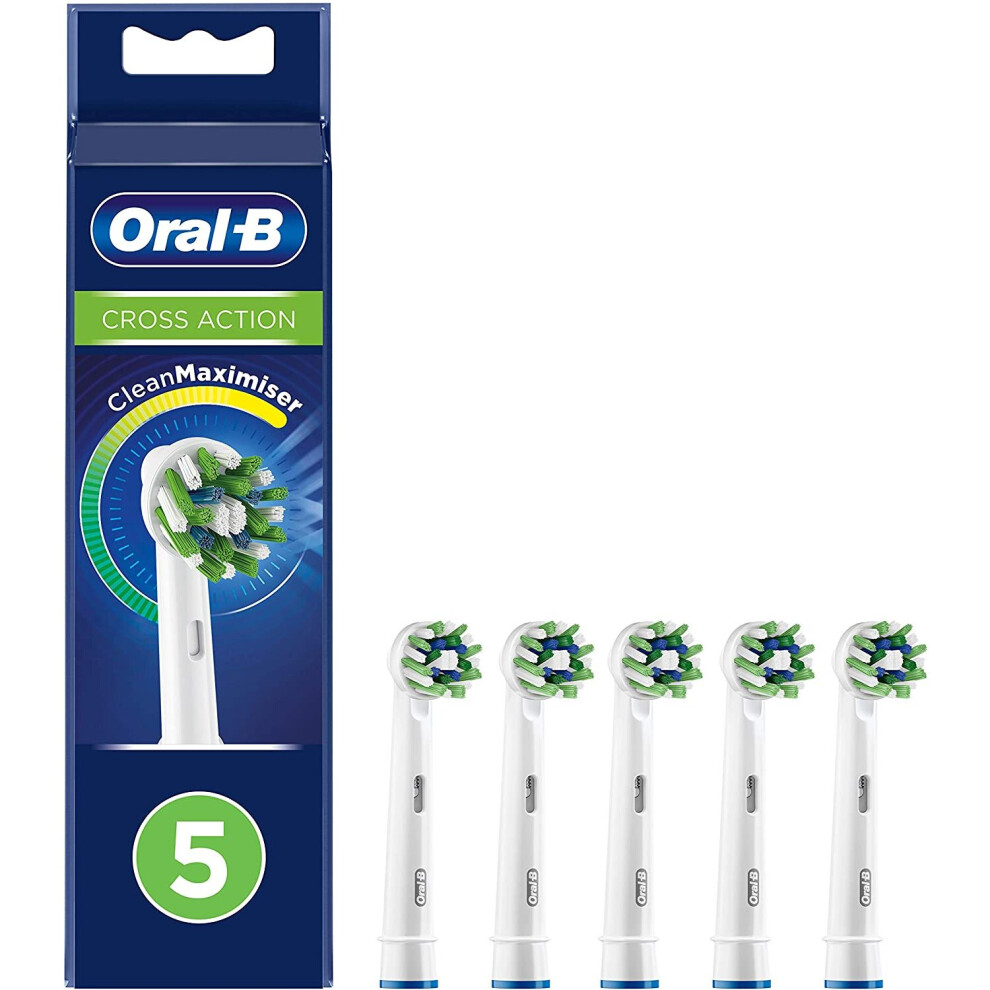 Oral-B CrossAction Toothbrush Heads with CleanMaximiser Bristles for Holistic Mouth Cleaning, Pack of 5