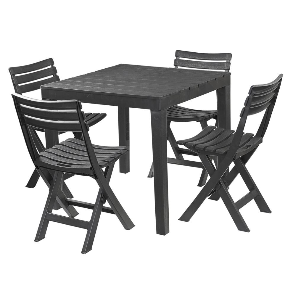 (4 Chairs) Square Garden Dining Table & Folding Chairs