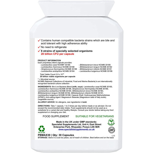 Specialist Supplements ProBio MAX High Strength Probiotics 30 Capsules 2