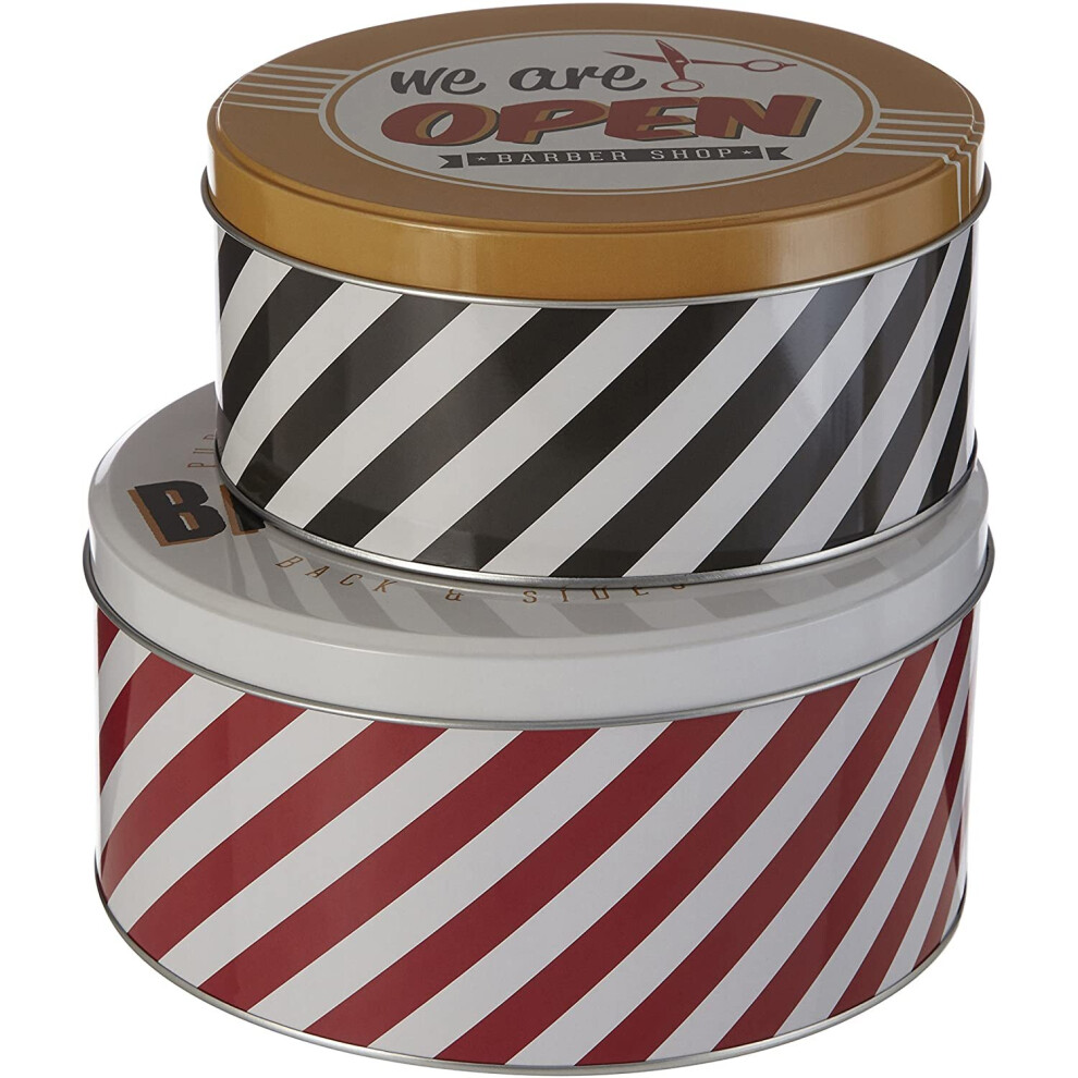 Paice Set of 2 Barber Shop Storage Tins