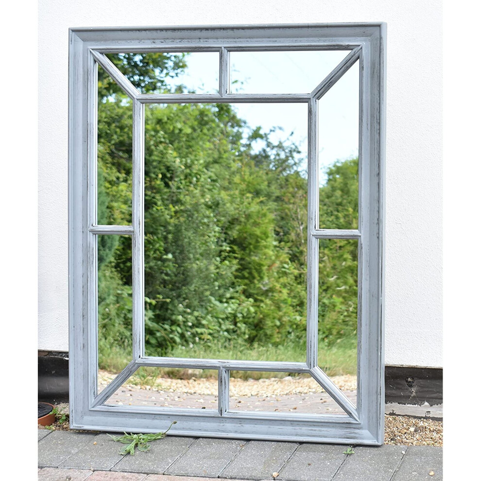 Antique Grey window Mirror Stylish Decor Wall hallway rustic 60x76CM