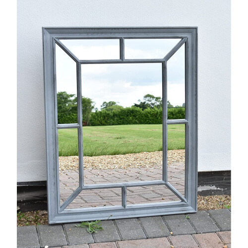 Antique Grey window Mirror Stylish Decor Wall hallway rustic 60x76CM 1