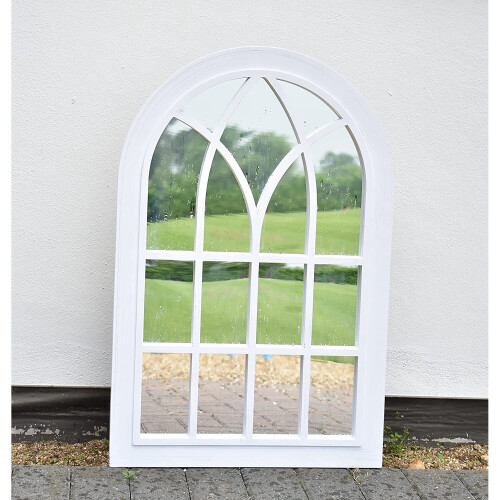 Large White Rustic Window Soho Style Mirror Hallway Vanity 92x62cm