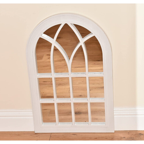 Large White Rustic Window Soho Style Mirror Hallway Vanity 92x62cm 1