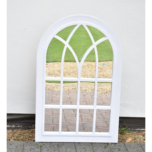 Large White Rustic Window Soho Style Mirror Hallway Vanity 92x62cm 2