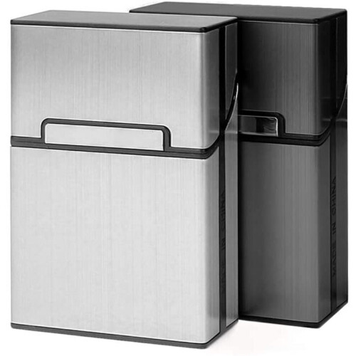 2 Pcs Lightweight Cigarette Case, Gray Silver Aluminum Cigarette Box Holder