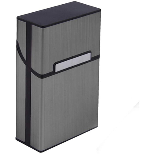 2 Pcs Lightweight Cigarette Case, Gray Silver Aluminum Cigarette Box Holder 1