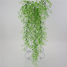 (White Green) Artificial Fake Hanging Basket Flower Vine Plant Admiralty Wall Decor Outdoor