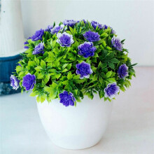 (Blue) Artificial Flowers With Pot Fake Flower False Plants Home Outdoor Garden Decor