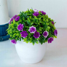 (Purple) Artificial Flowers With Pot Fake Flower False Plants Home Outdoor Garden Decor