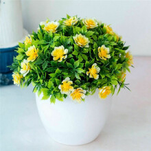 (Yellow) Artificial Flowers With Pot Fake Flower False Plants Home Outdoor Garden Decor