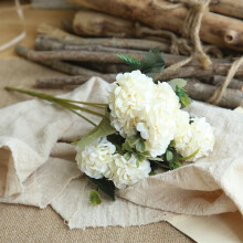 (White) 10 Heads Artificial Silk Hydrangea Fake Flowers Bride Bouquet Bunch Home Decor