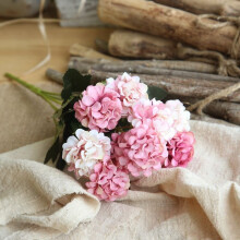 (Pink) 10 Heads Artificial Silk Hydrangea Fake Flowers Bride Bouquet Bunch Home Decor