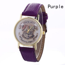 (Purple) 1PC Harry Potter HOGWARTS Analog Quartz Wrist Watch Fashion Leather Wristwatches