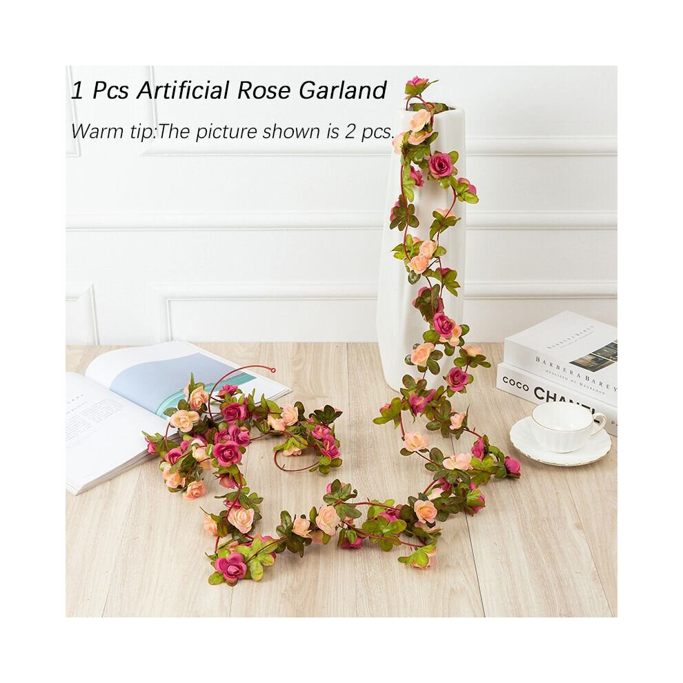 (Rose Red) 45 Head Artificial Flowers Autumn Small Peony Ivy Leaf Vine Fake Plant Home Decor