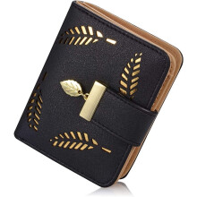 Ladies Purse Wallet, Womens Small Bifold Leather Purses Handbag with Cash/ID/Credit Card Holder Hollow Leaf, Ladies Vegan Coin Purses Wallet Money
