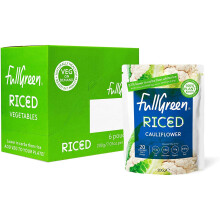 Fullgreen Cauliflower Rice - Rice Alternative, Low Carbs & Keto Friendly, Low Calorie, Ready to Eat, Rice Alternative, Vegan - case of 6x 200g pouches