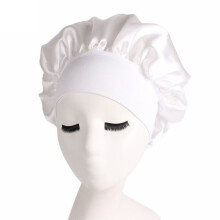 (White) Women Long Hair Care Satin Bonnet Sleep Hat Cap Night Silk feel Cap Head Wrap